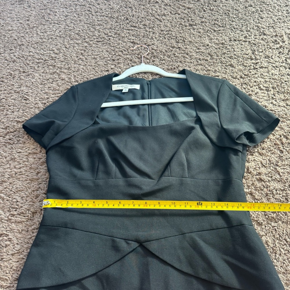 EVAN-PICONE BLACK PEPLUM SHEATH DRESS SHORT SLEEVE SQUARE NECK SIZE 6 - Picture 9 of 10